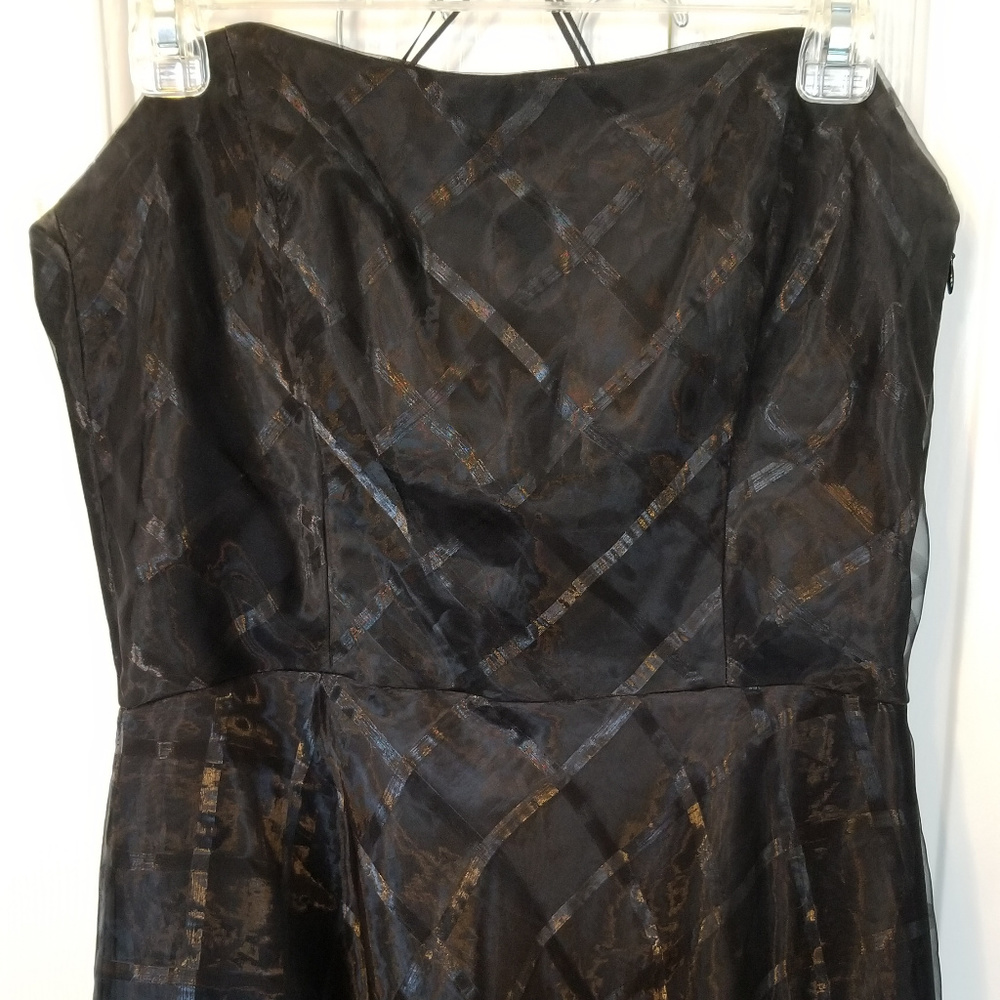 Vintage Strapless Tea Length Black Dress